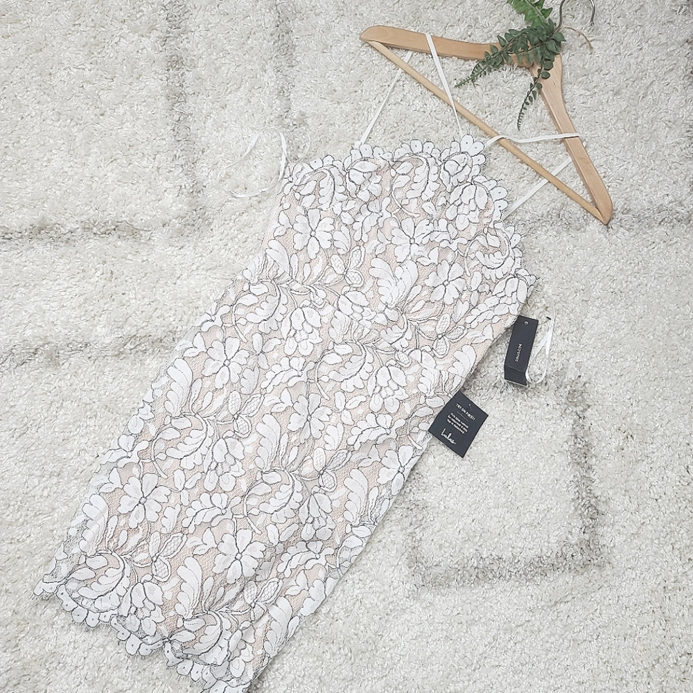 Delicate Darling Beige and Ivory Lace Bodycon Dress - Picture 2 of 12